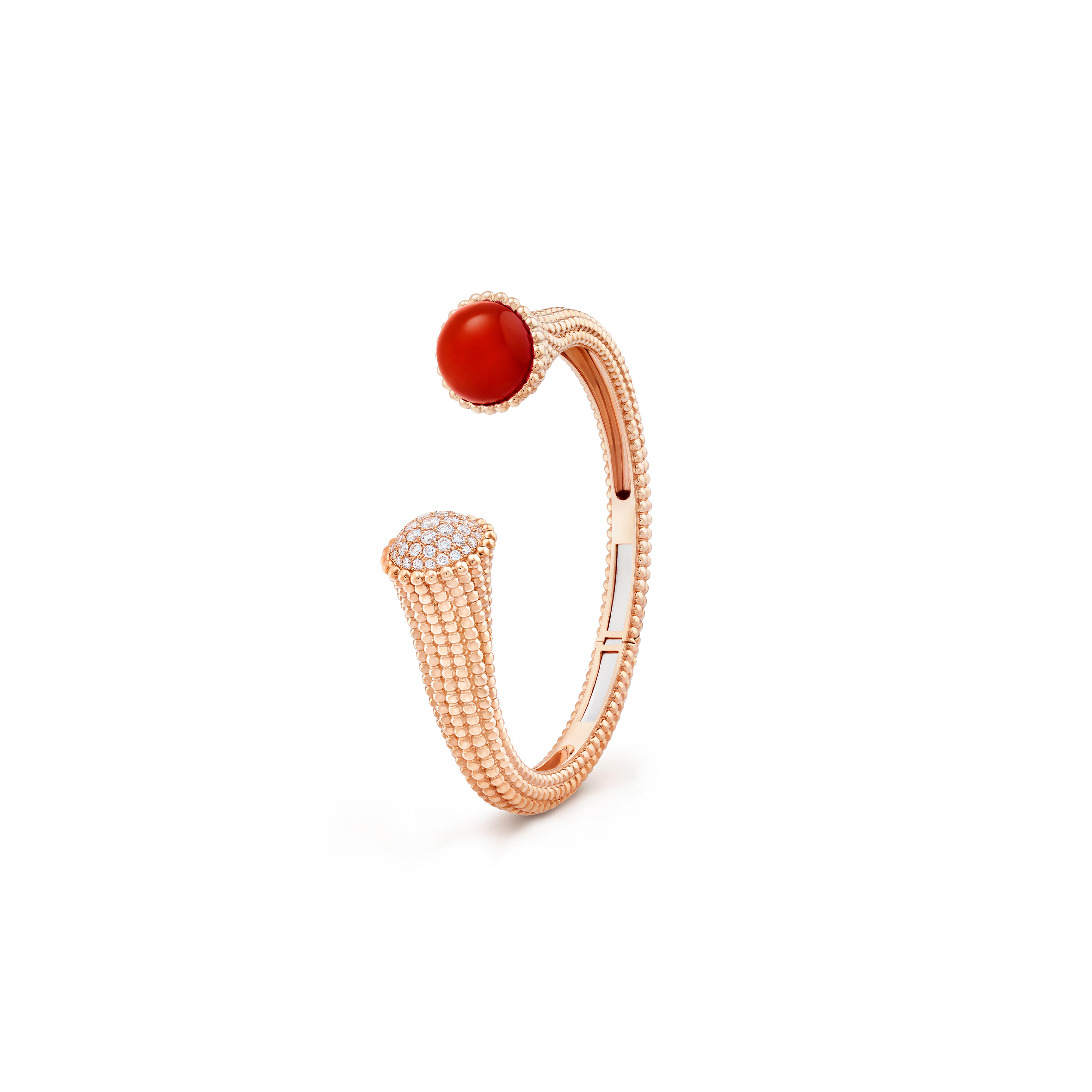 V*N CL*F arpels perlÉe couleurs bracelet, medium model - rose gold, carnelian, diamond  vcarp27400